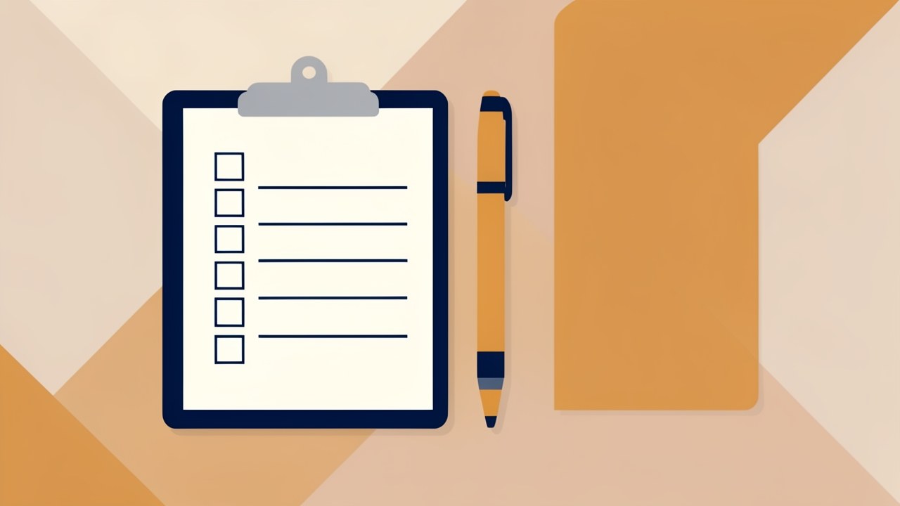 A checklist on a clipboard with a pen, emphasizing accuracy and editorial process.
