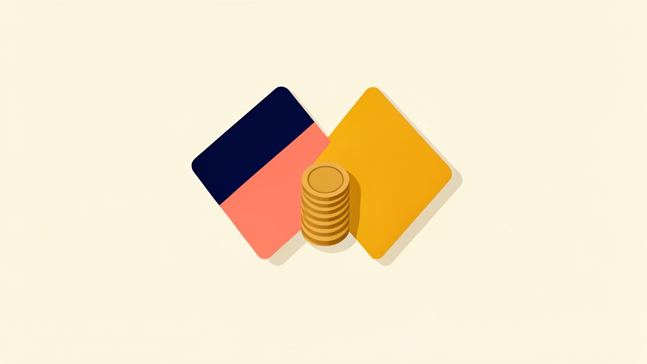 A visual of multiple credit cards converging into a single coin stack, illustrating debt consolidation.